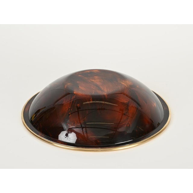 Vintage Bowl in Tortoiseshell Acrylic and Brass, 1970s For Sale - Image 10 of 11