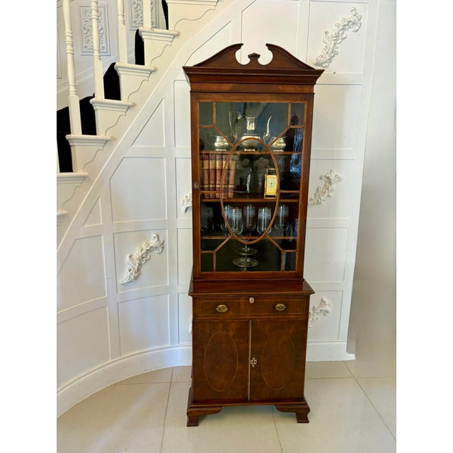 Wood Antique Victorian Mahogany Inlaid Bookcase, 1880 For Sale - Image 7 of 18