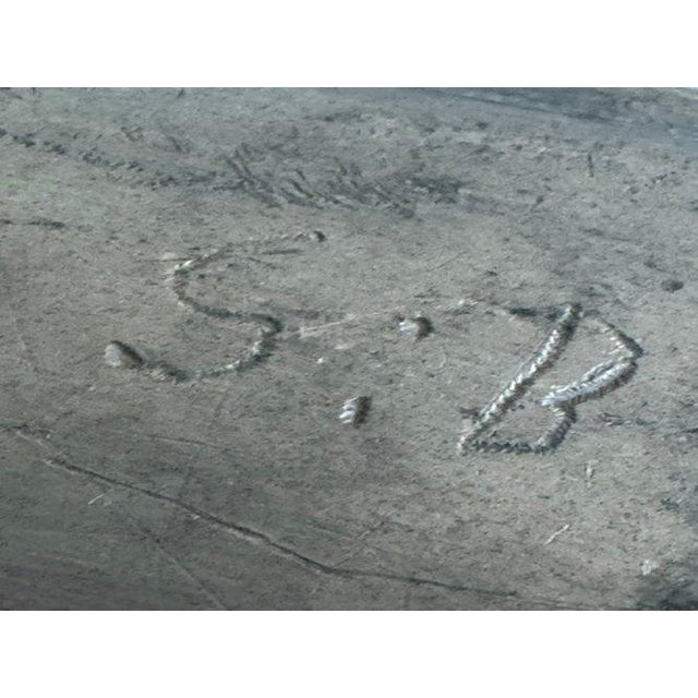 Antique 18th C. European Pewter Charger With Zig-Zag Wiggle Work Initials - Pewter For Sale - Image 10 of 11