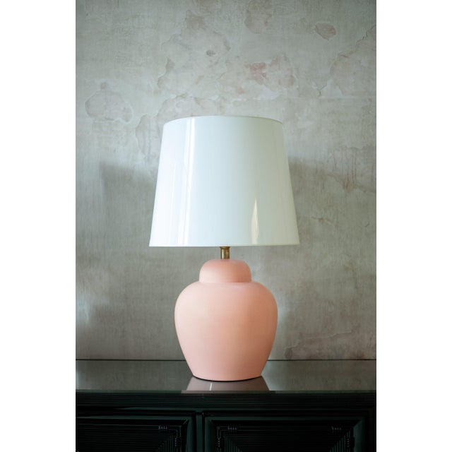 Pink Ceramic Lamps with Methacrylate Shades, 1980s, Set of 2 For Sale - Image 3 of 9