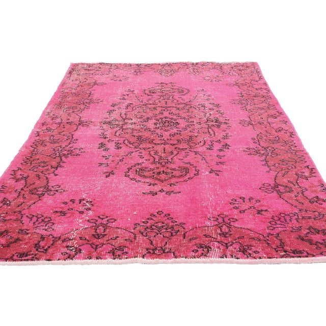 Contemporary Vintage Pink Turkish Sivas Rug, 03'09 X 06'09 For Sale - Image 3 of 10
