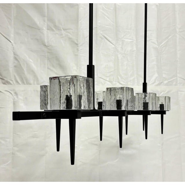 Marian Jamieson "Kellen" Chandelier, Blackened Steel & Murano Glass Style Shades For Sale In Los Angeles - Image 6 of 18