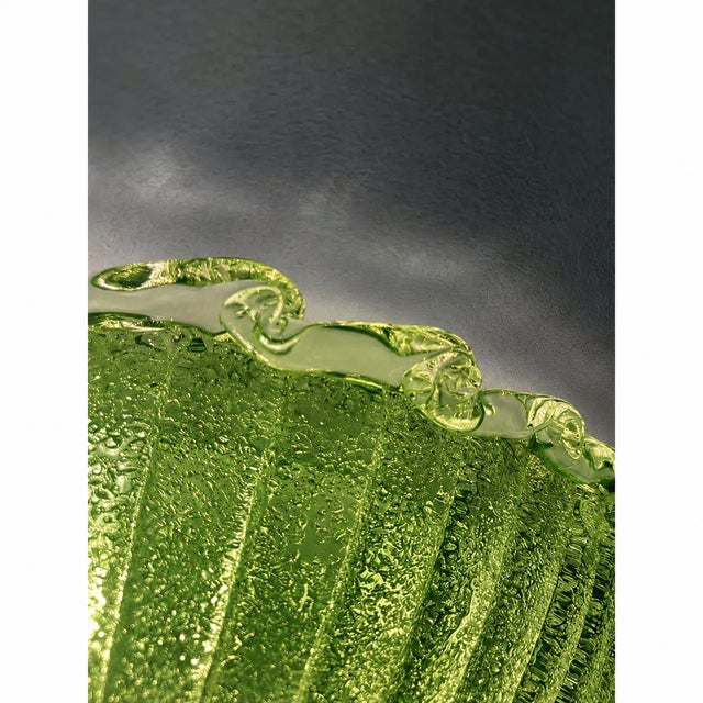 Green Murano Glass Italian Graniglia" Budino" Flush Mount in 70' Style For Sale - Image 9 of 14