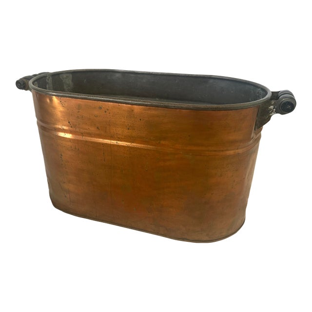 Rustic European Vintage Copper Boiler Wash Bucket For Sale