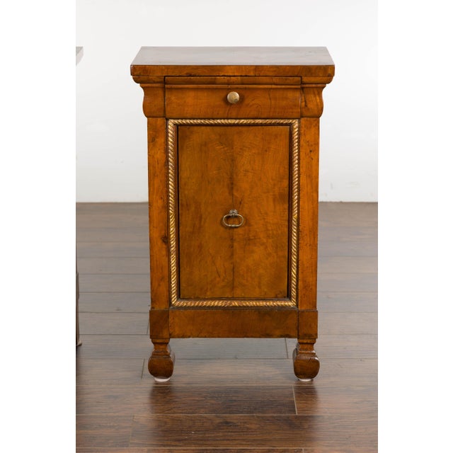 1800s Italian Walnut Bedside Cabinets with Giltwood Twisted Rope Motif, Pair For Sale - Image 9 of 12