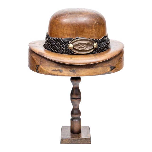 W. Plant & Son Antique English Milliner’s Hat Block Form on Stand For Sale