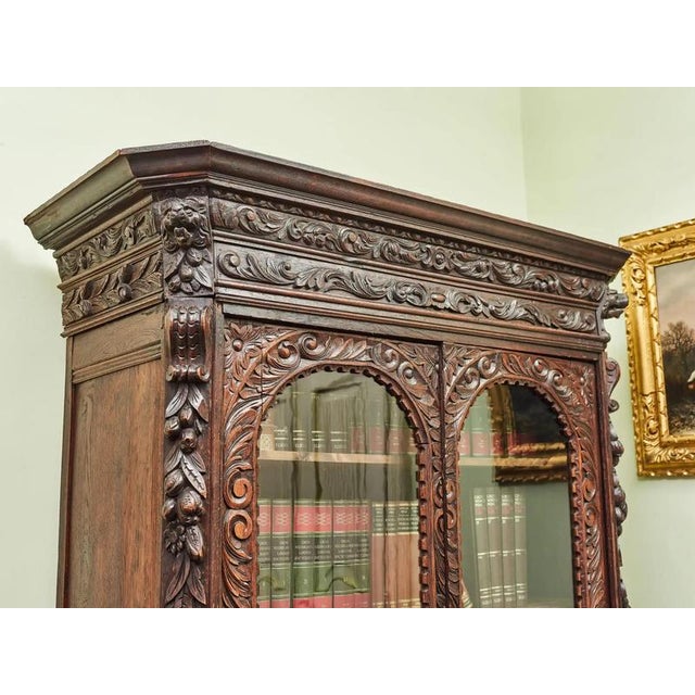 Neo-Renaissance Oak Bookcase For Sale - Image 4 of 11