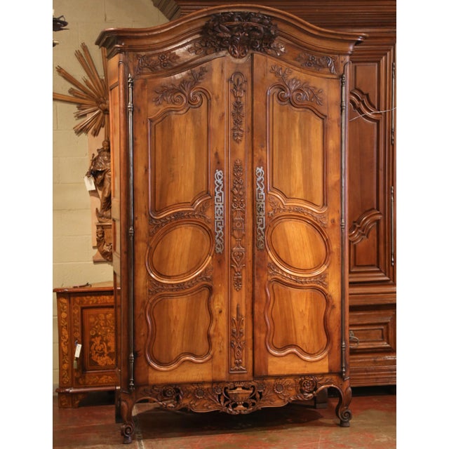 Exceptional 18th Century French Carved Walnut Wedding Armoire From