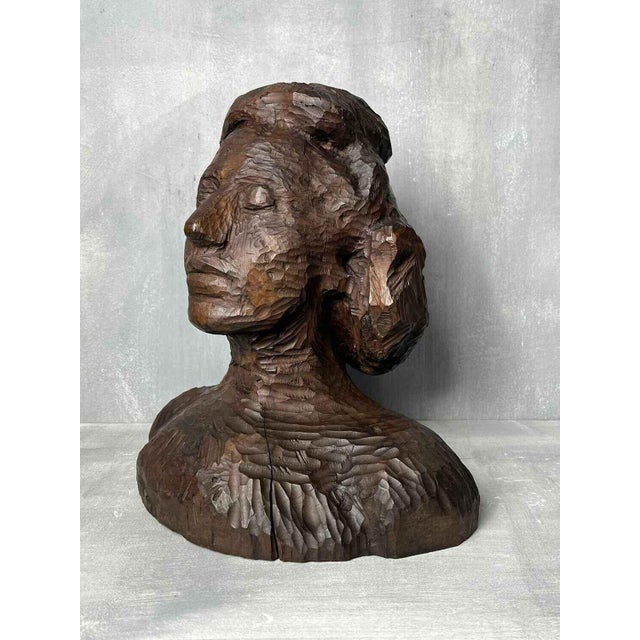 Antique Carved Wooden Female Bust For Sale - Image 10 of 10