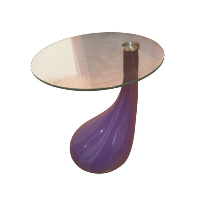Vintage Sculptural Side Table in Violet Lacquered Metal and Glass, Italy, 1990s For Sale - Image 4 of 4