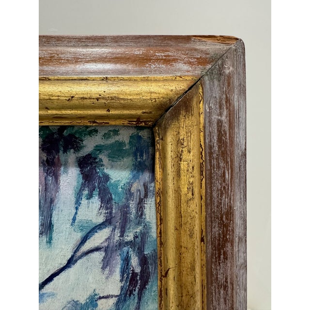 Impressionist Antique Southern Oil Painting Live Oaks With Spanish Moss – Signed Marie Taylor Burton For Sale - Image 3 of 5