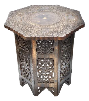 Early 20th Century Handmade Elephant-Patterned Anglo-Indian Side Table