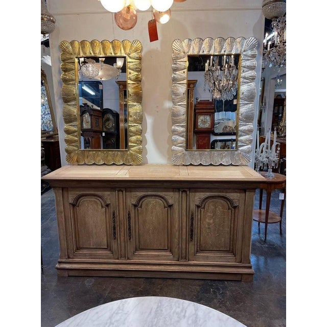 Glass Modern Murano Glass and Brass Gold Ruffle Mirror For Sale - Image 7 of 7