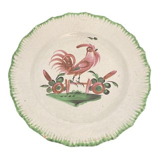 19th Century French Faience Coq Plate For Sale