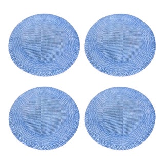 Les Ottomans Ceramic Basket-Weave Plates - Set of 4 For Sale