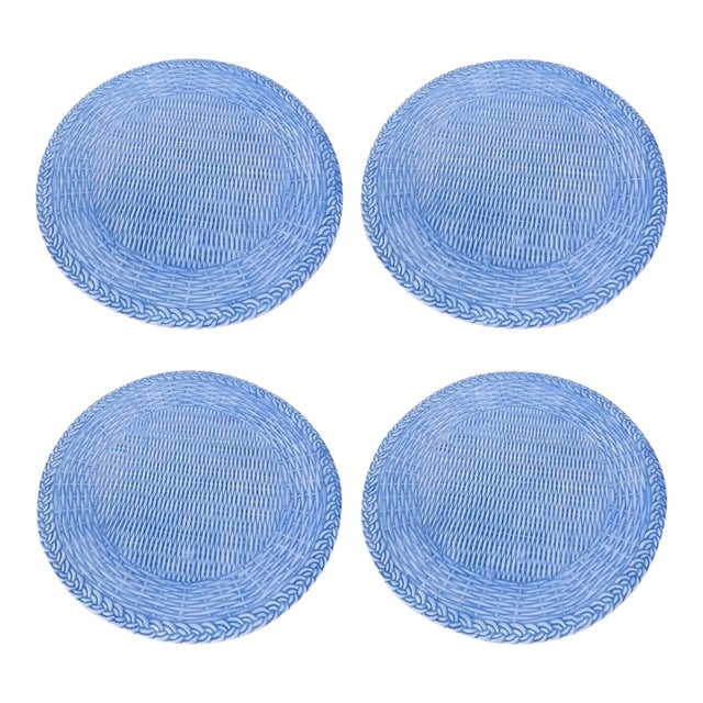 Les Ottomans Ceramic Basket-Weave Plates - Set of 4 For Sale