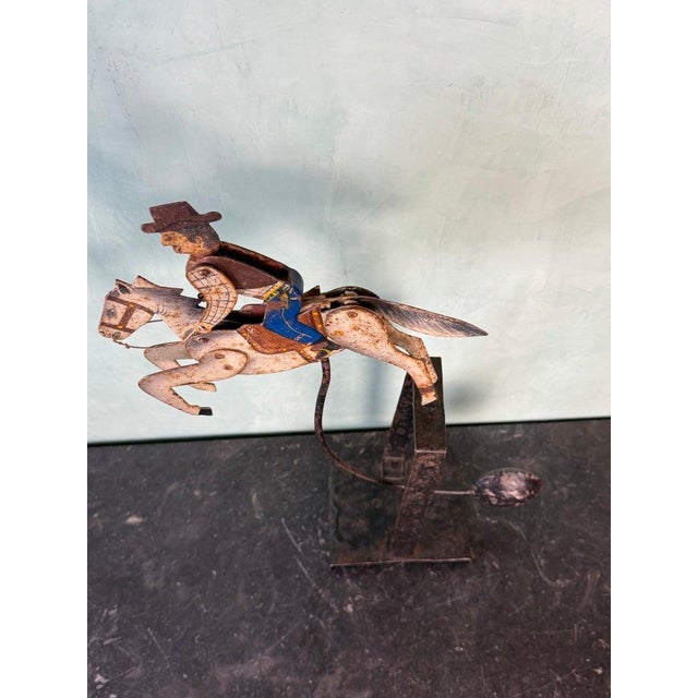 Vintage Folk Art Cowboy on Horse Balancing Sculpture For Sale - Image 10 of 11