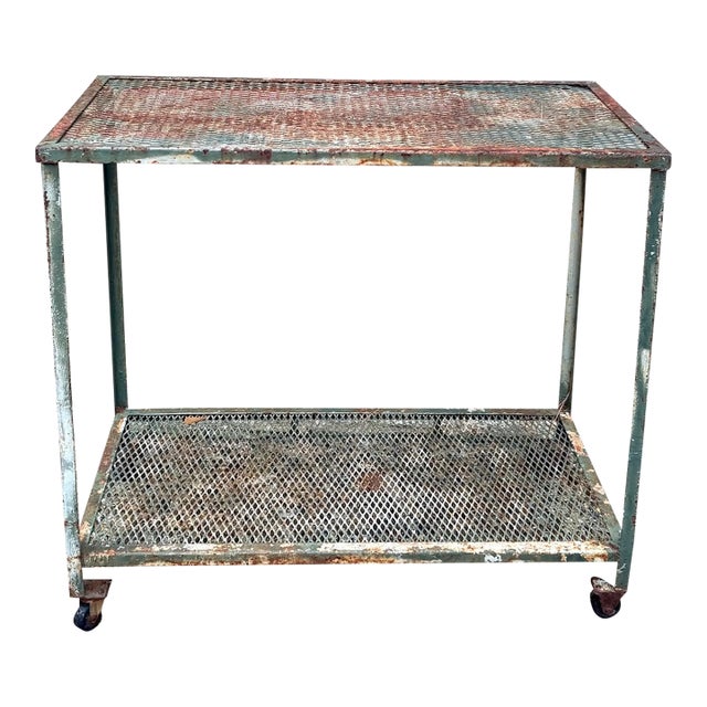 1940s-50s Industrial Metal 2-Tier Cart For Sale