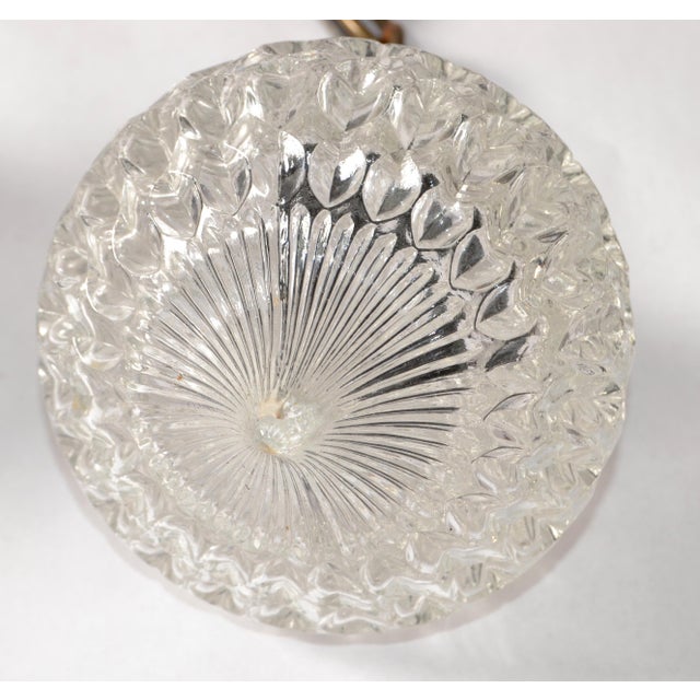 Bronze 1970s Five Crystal Prisms Swag Pendant Chandelier Neoclassical French Inspired For Sale - Image 8 of 15