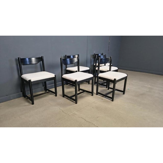 Vintage Black Wooden Dining Chairs, 1970s, Set of 6 For Sale - Image 9 of 15