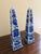 Chinoiserie Neoclassical French Country Porcelain Blue and White Obelisks, Pair For Sale - Image 3 of 8