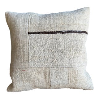 Vintage Turkish Hemp Rug Pillow 21" X 21" With Down Insert For Sale