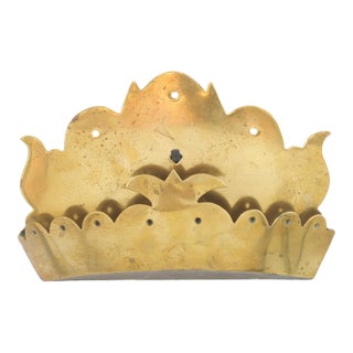 Victorian Brass Crown Wall Pocket For Sale