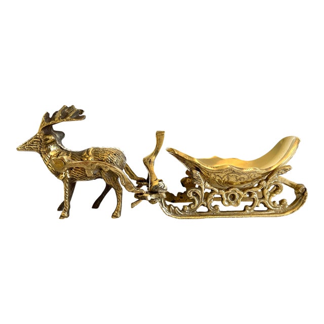 Vintage Brass Reindeer and Sleigh Chairish