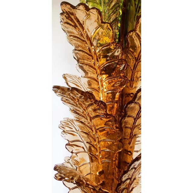 Gold Brass Palm Floor Lamp with Murano Glass For Sale - Image 8 of 18