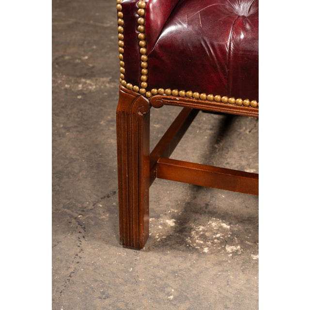 Vintage Burgundy Tufted Leather Chesterfield Club Chair For Sale - Image 12 of 18