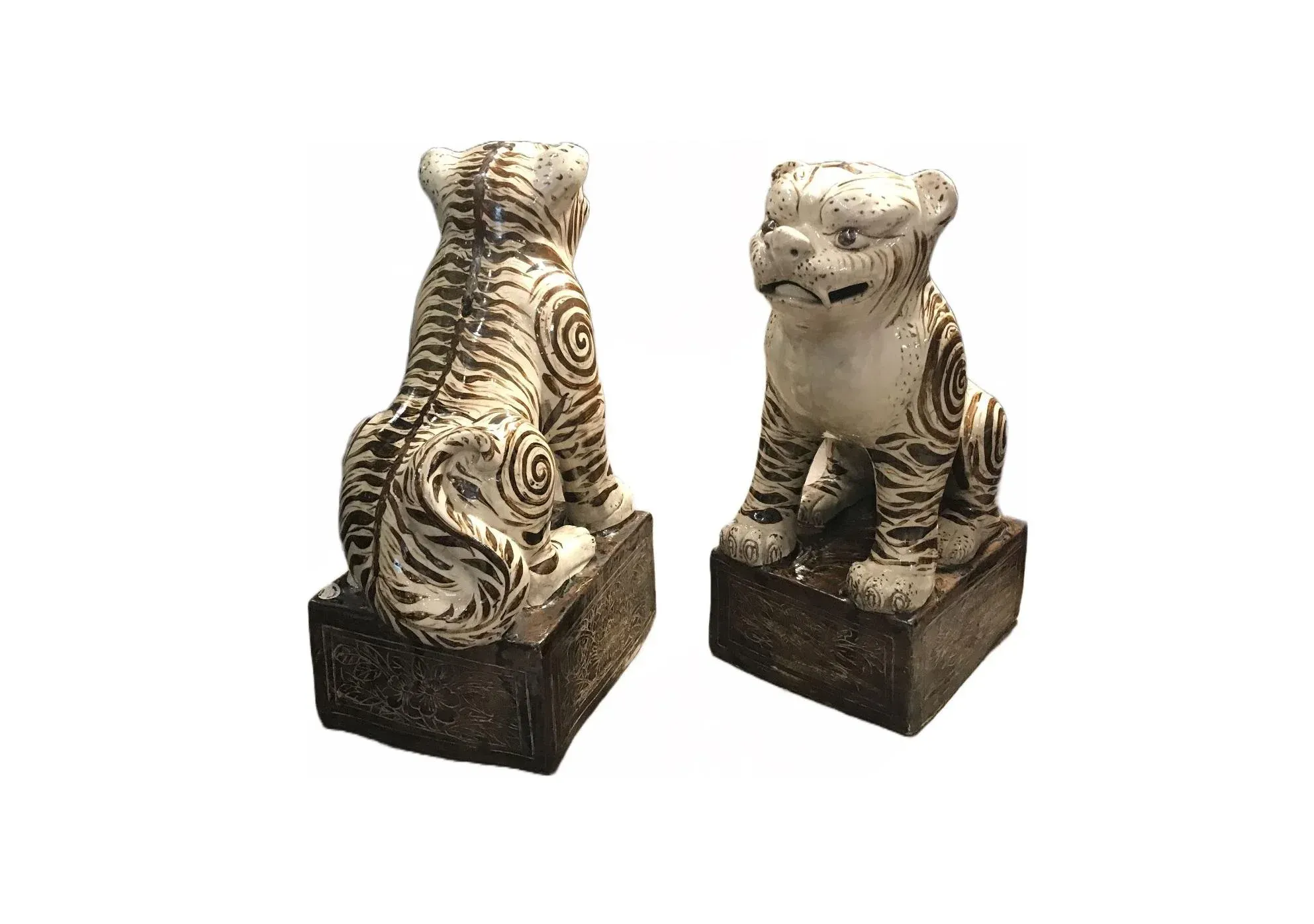19th Century Large Chinese Cizhou-Type Tiger Statues - Set of 2