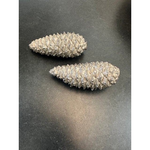 Vintage 1980’s Gumps Italian Solid Metal Pinecone Objets- a Pair For Sale In Los Angeles - Image 6 of 8