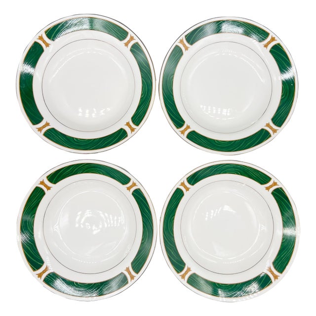 Set of 4 Majesty Fine China "Malachite" Rim Soup Bowls – Hollywood Regency / Neoclassical For Sale