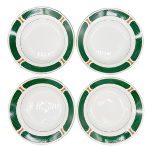 Set of 4 Majesty Fine China "Malachite" Rim Soup Bowls – Hollywood Regency / Neoclassical
