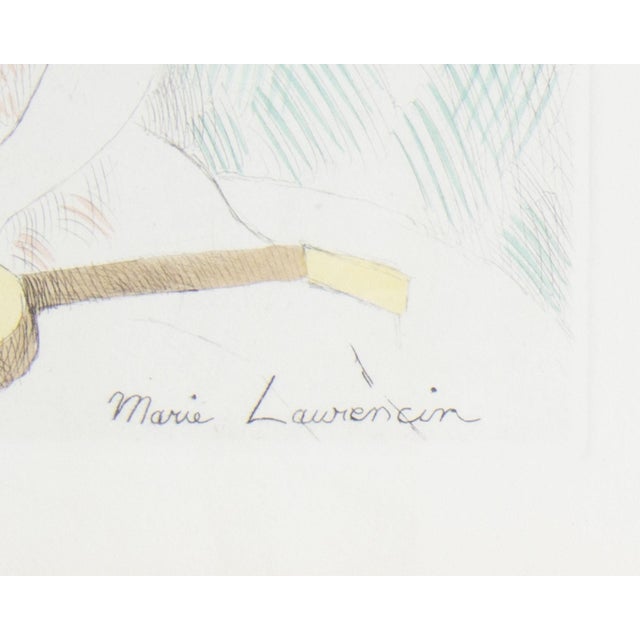 “Young Girl With a Guitar” Hand-Colored Etching by Marie Laurencin For Sale - Image 4 of 7