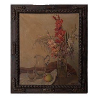 Pons, Still Life with Irises, Oil on Canvas, Framed For Sale