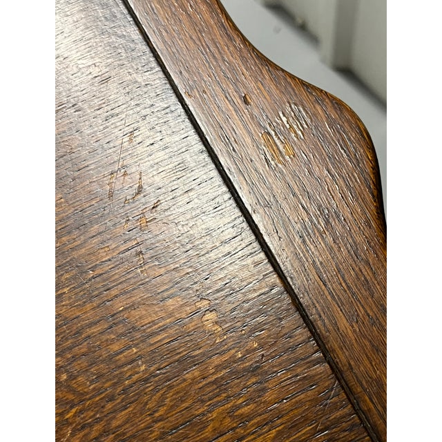 Antique English Country House Style Oak Flip Top Game Table Bar Cart Carved Frieze For Sale - Image 18 of 18