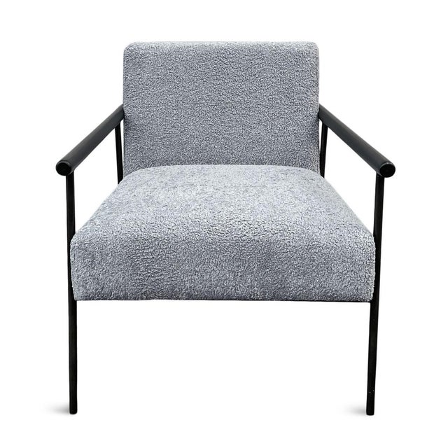Contemporary Grey Blue Sherpa Pillow Chair For Sale - Image 3 of 9