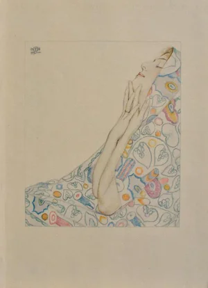 Walter Sauer, Dreamer in Blue, Signed Engraving
