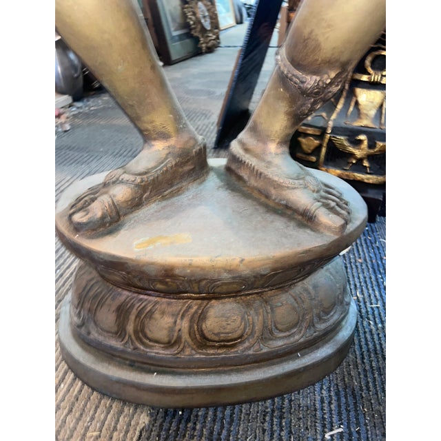 Vintage Aspara Musical Ladies Playing Dholak Indian Bronze Statues Rare. Really nice detail and well-made. They stand...