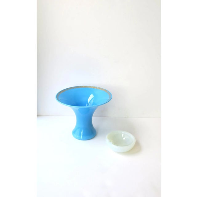 Italian Azure Blue Opaline Glass Vase For Sale - Image 4 of 8