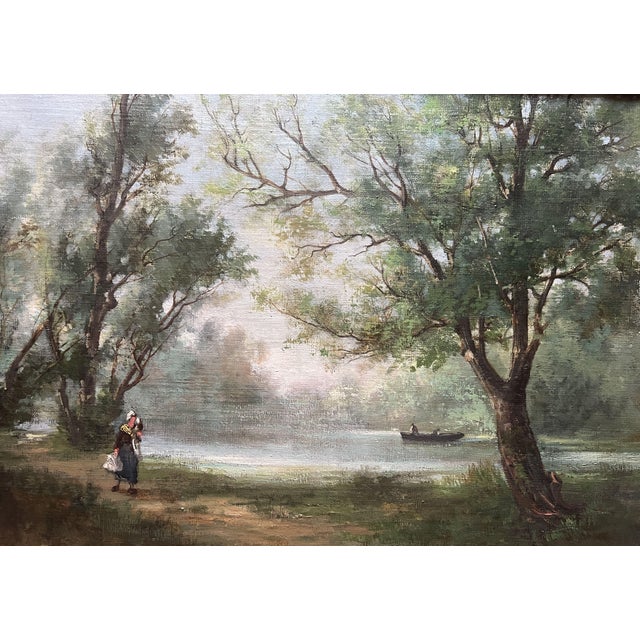 Jules Cayla, Landscape, Woman, Lake, 19th-20th Century, Painting For Sale - Image 5 of 5