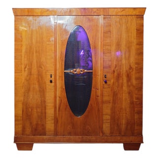 Art Deco Wardrobe in Cherry Veneer, Germany, 1930s For Sale