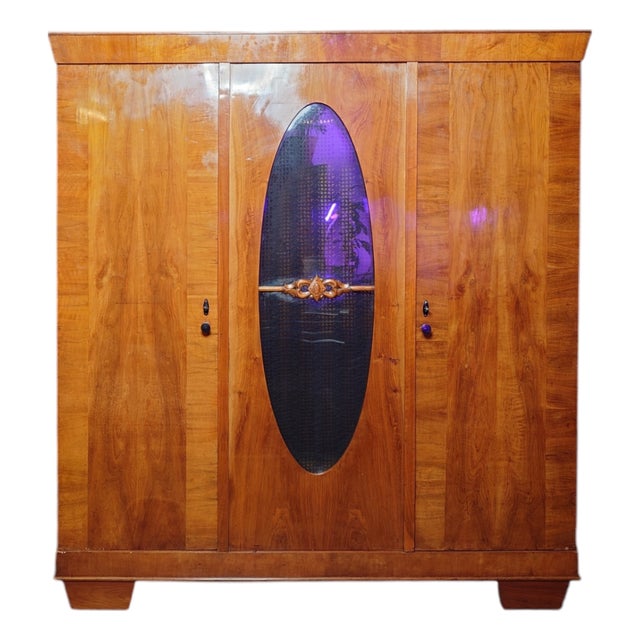 Art Deco Wardrobe in Cherry Veneer, Germany, 1930s For Sale