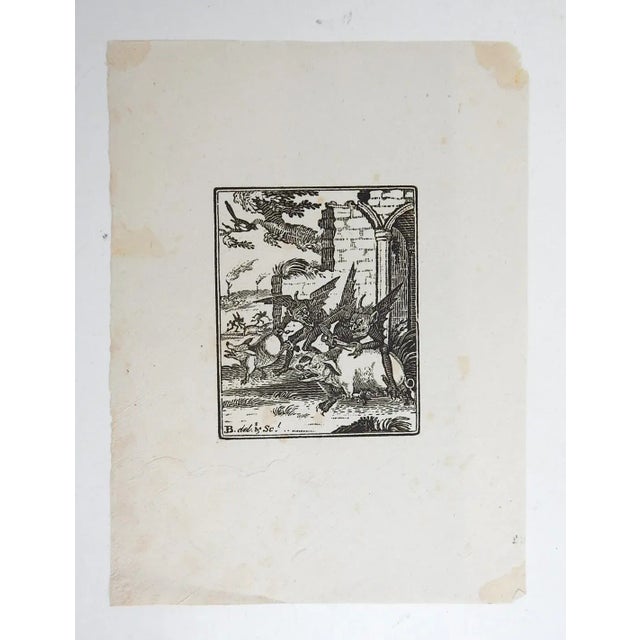 Small 1790 British woodcut book plate print on laid paper by John Bewick (1760–1795) England, younger brother of Thomas...
