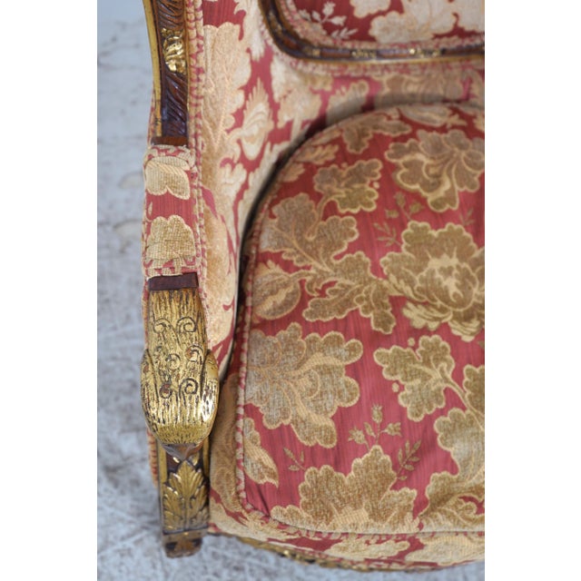 Pair of Louis XV Style Carved Bergere Wing Chairs For Sale In Philadelphia - Image 6 of 18