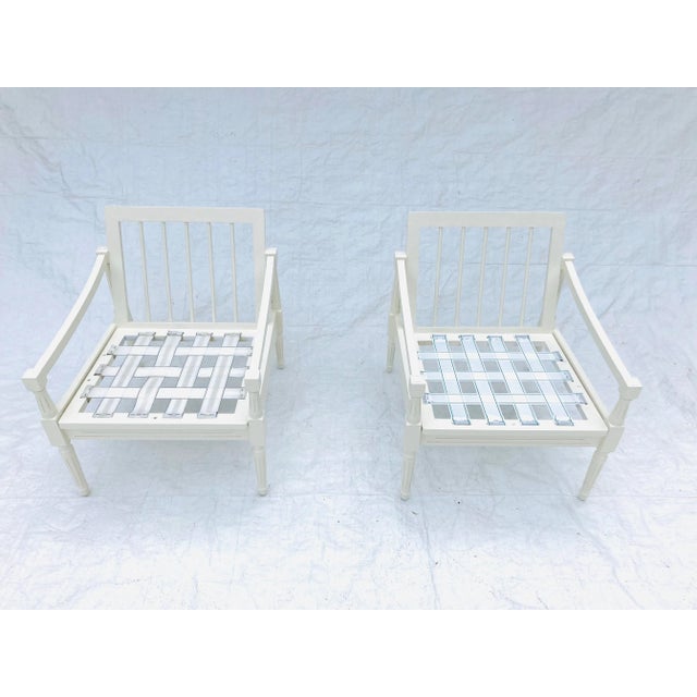 Hollywood Regency Style Beige Low Slung Chairs - a Pair For Sale - Image 4 of 8