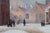Blue Mid 20th Century Vintage David Ronald Dutch Winter Cityscape Oil on Canvas Painting, Framed For Sale - Image 8 of 12
