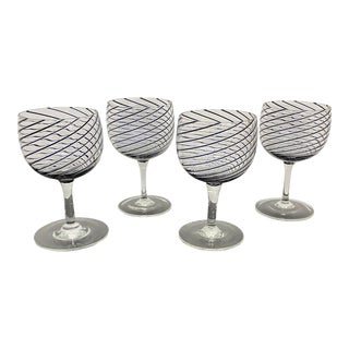 Vintage Hand Blown Wine Glasses - Set of 4 For Sale