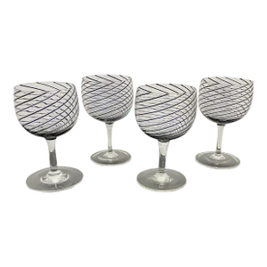Vintage Hand Blown Wine Glasses - Set of 4